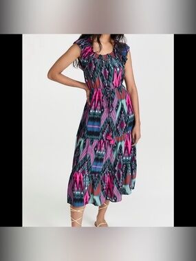 Figue Gianna Boho Ikat Sleeveless Midi Dress Medium